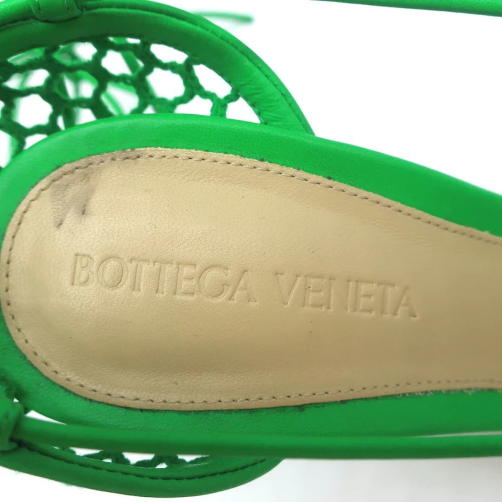 Bottega Veneta Stretch Ankle Tie Sandals Green Mesh & Leather Size 37 - Picture 8 of 10